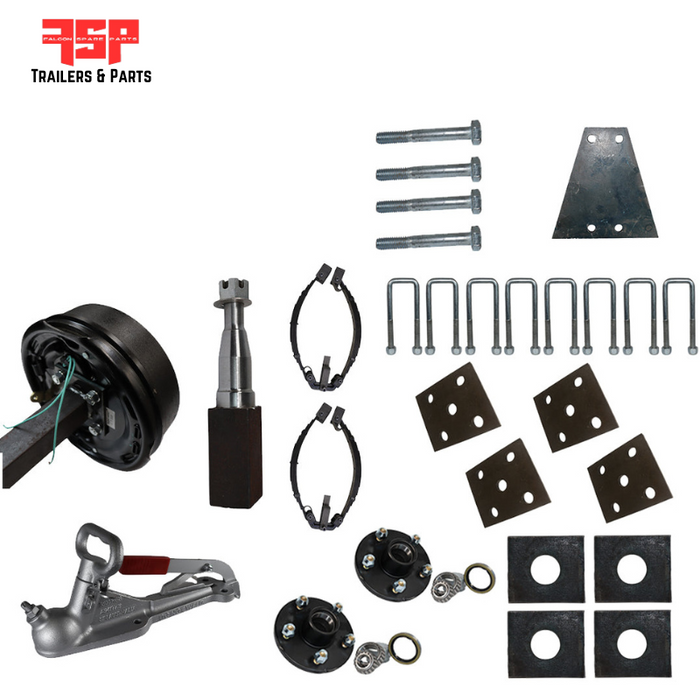 Diy Tandem Axle trailer Kit 2000 Kg rated Solid beam axles (Electric Drum Brakes) (Rocker suspension) - FSP Trailers and Parts Diy Tandem Axle trailer Kit 2000 Kg rated Solid beam axles (Electric Drum Brakes) (Rocker suspension) - FSP Trailers and Parts
