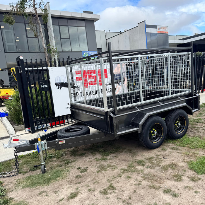 8x5 Box Trailer Tandem Axle with Rack & 900mm cage 8x5 Box Trailer Tandem Axle with Rack & 900mm cage