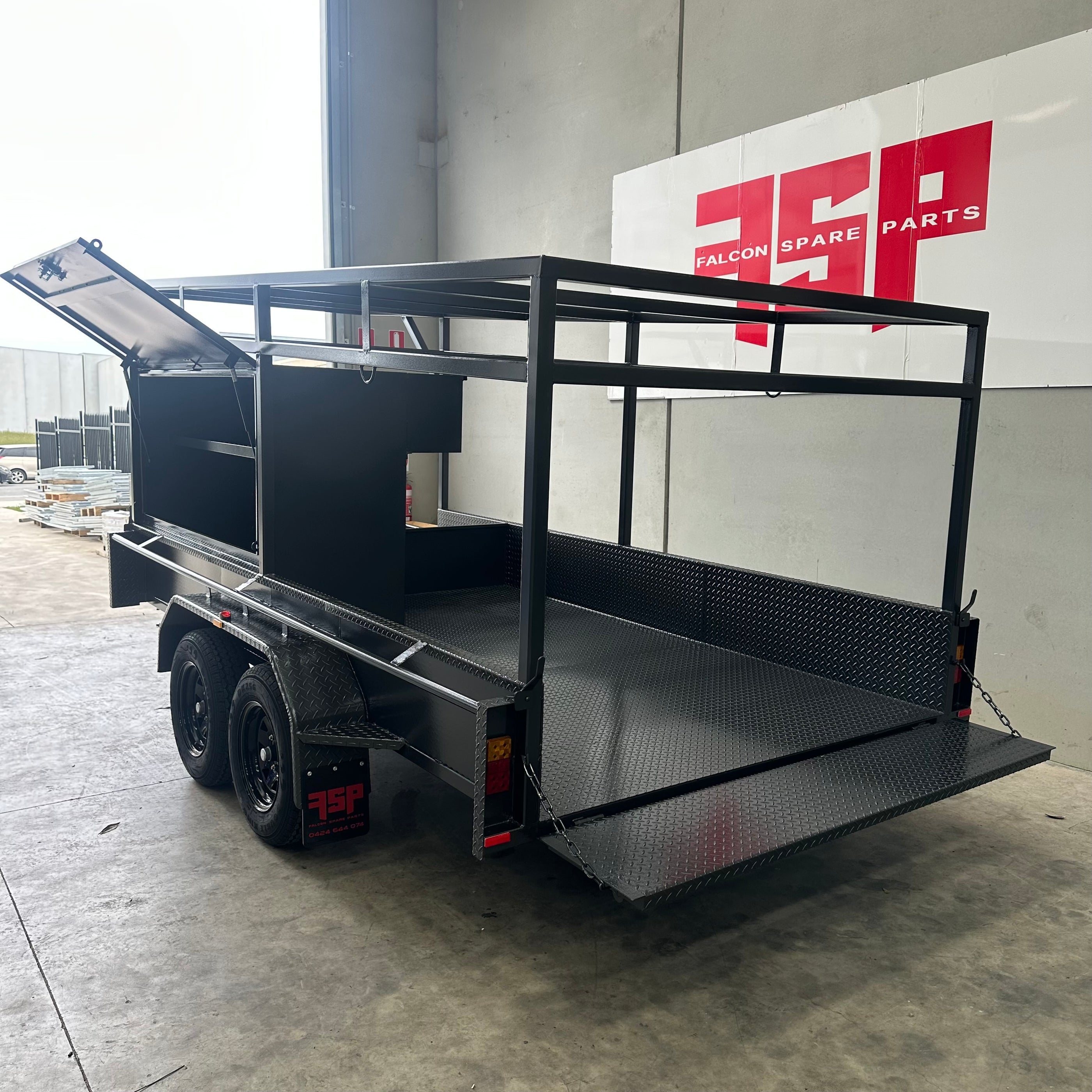 12x6 Concrete Trailer With Tool Box, Double Roof Rack, Peg Compartment ...