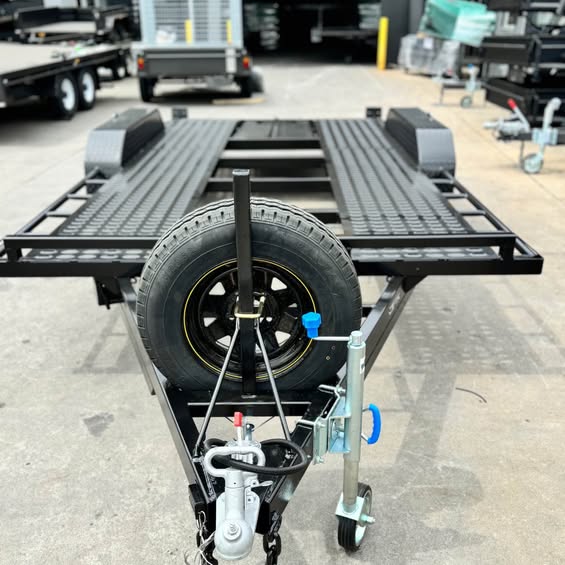 16'x6'6" Car Trailer Beaver Tail Perforated Sheet Sides and Middle Empty - FSP Trailers and Parts