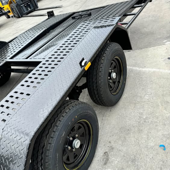 16'x6'6" Car Trailer Beaver Tail Perforated Sheet Sides and Middle Empty - FSP Trailers and Parts