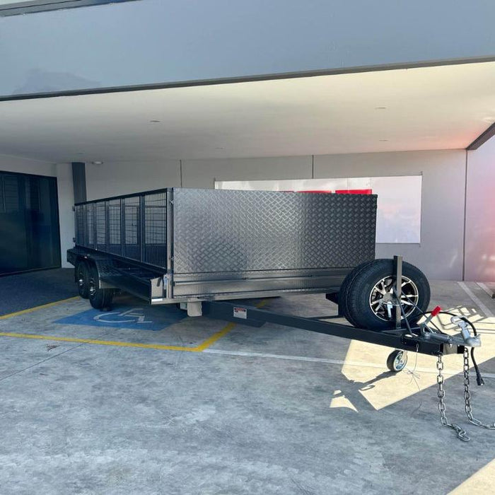 16ft Car Trailer - Removable Sides & Mesh Cage, Checker Front Board - FSP Trailers and Parts