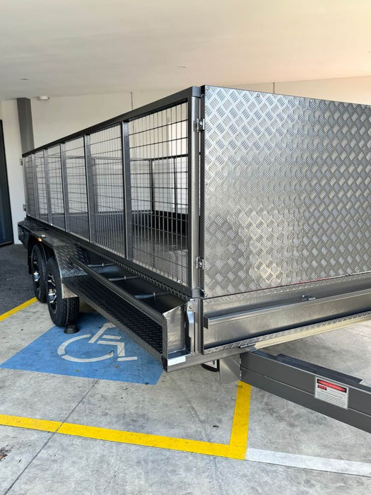 16ft Car Trailer - Removable Sides & Mesh Cage, Checker Front Board - FSP Trailers and Parts
