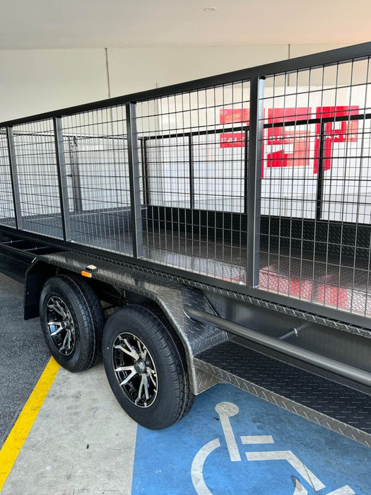 16ft Car Trailer - Removable Sides & Mesh Cage, Checker Front Board - FSP Trailers and Parts
