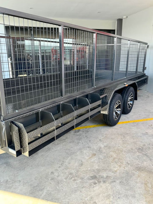 16ft Car Trailer - Removable Sides & Mesh Cage, Checker Front Board - FSP Trailers and Parts