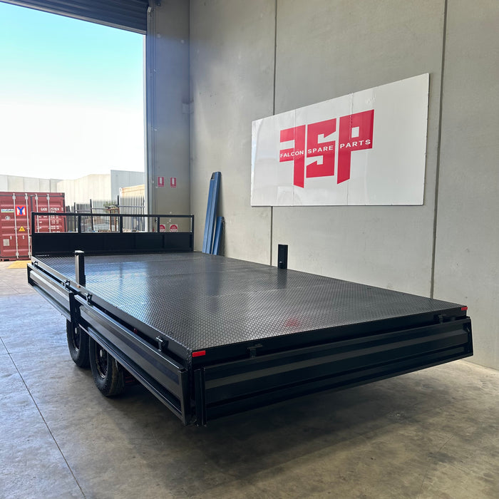 16x8 (4.8mx2.4m) Flat Top Tandem Trailer with Headboard, Removable Sides, Tool Box - FSP Trailers and Parts