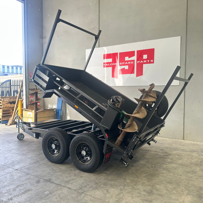 9x5 Tipper Trailer with Excavator Use Upgrades - (racks, augur & jerry can holders)