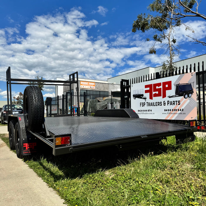 16'x6'6" Car Trailer Tandem Beaver Tail with Tyre Rack