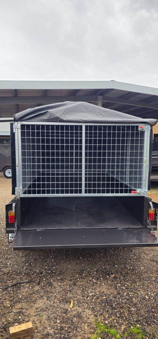 8x5 Box Trailer Tandem with 900mm Galvanised Cage & Canvas Cover -1999 KG GVM