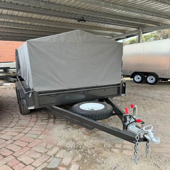 8x5 Box Trailer Tandem with 900mm Galvanised Cage & Canvas Cover -1999 KG GVM