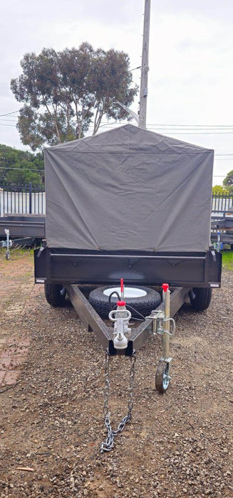 8x5 Box Trailer Tandem with 900mm Galvanised Cage & Canvas Cover -1999 KG GVM