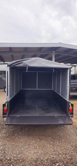 8x5 Box Trailer Tandem with 900mm Galvanised Cage & Canvas Cover -1999 KG GVM