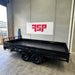 16x8 (4.8mx2.4m) Flat Top Tandem Trailer with Headboard, Removable Sides, Tool Box