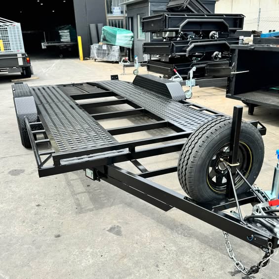 16'x6'6" Car Trailer Beaver Tail Perforated Sheet Sides and Middle Empty