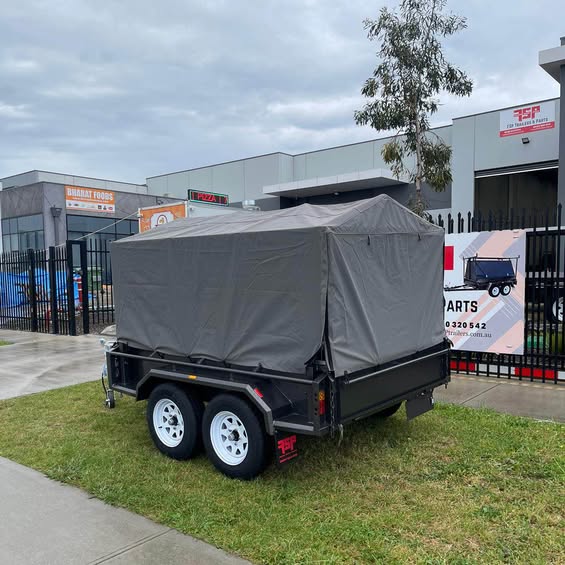 8x5 Box Trailer with 900mm Cage & Canvas Cover