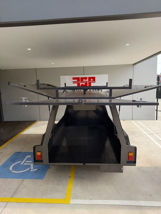 8x5 Tradesman Trailer One Piece Slant Sides, Back Door, 2 Ton with Compressor Box