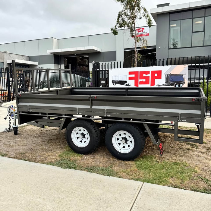12x7 Flat Top Tandem Trailer with Sides & Headboard 3500 Kg GVM