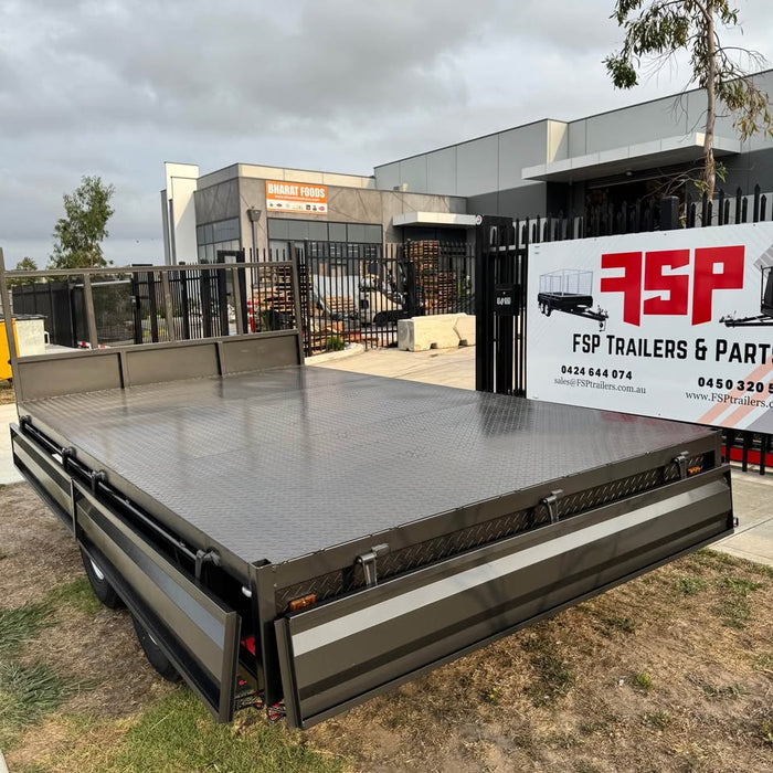 12x7 Flat Top Tandem Trailer with Sides & Headboard 3500 Kg GVM
