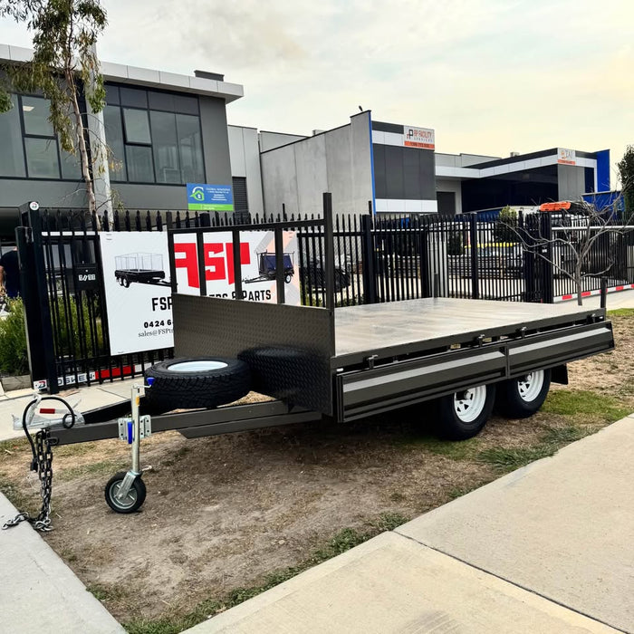 12x7 Flat Top Tandem Trailer with Sides & Headboard 3500 Kg GVM