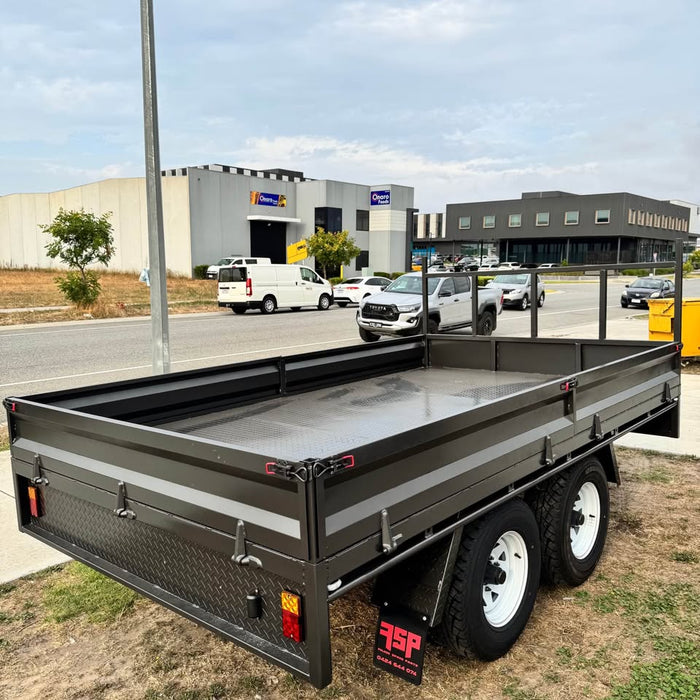 12x7 Flat Top Tandem Trailer with Sides & Headboard 3500 Kg GVM