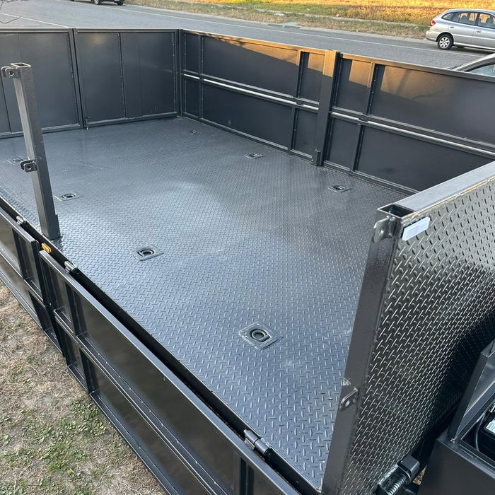 12x7 Flat Top Tipper Trailer 800mm Foldable & Removable Sides