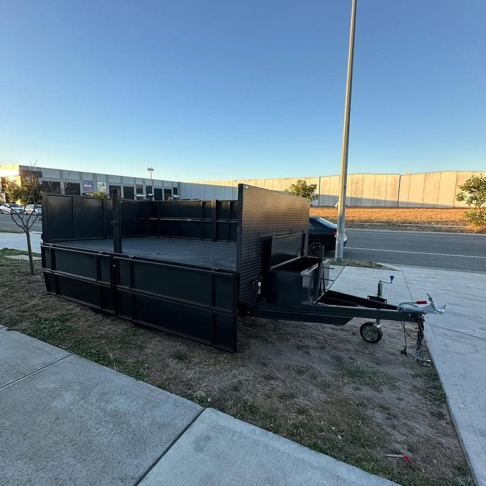 12x7 Flat Top Tipper Trailer 800mm Foldable & Removable Sides