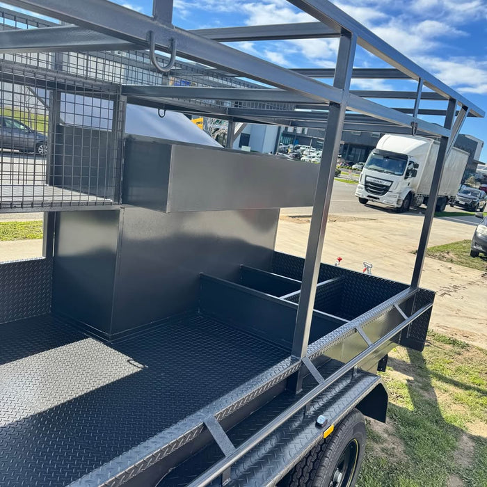 12x6 concrete tandem trailer with tool box, double roof rack, screed box, peg compartment