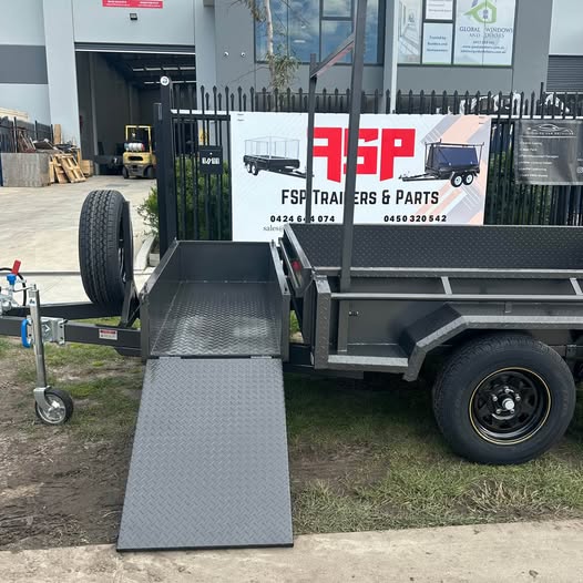 8x5 Box Trailer High Sides with Open Mower Box, Front & Rear Racks