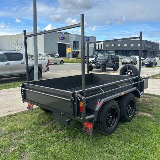 8x5 Box Trailer High Sides with Open Mower Box, Front & Rear Racks