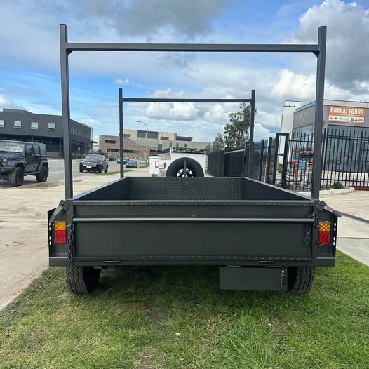 8x5 Box Trailer High Sides with Open Mower Box, Front & Rear Racks