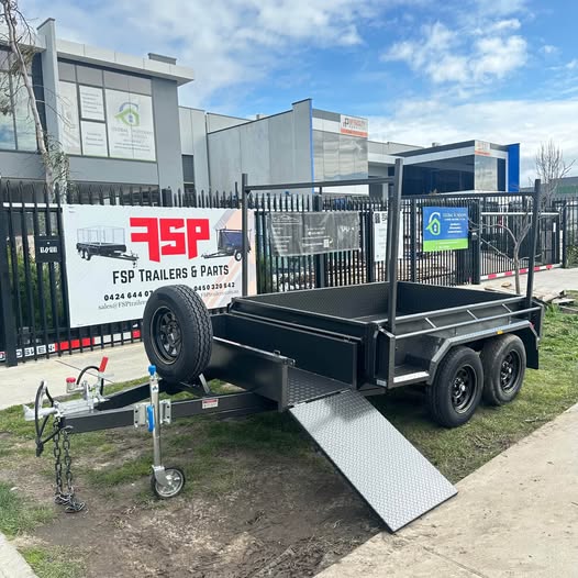 8x5 Box Trailer High Sides with Open Mower Box, Front & Rear Racks