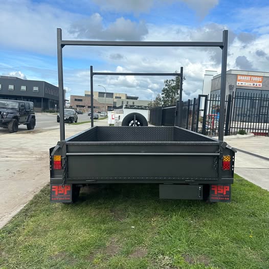 8x5 Box Trailer High Sides with Open Mower Box, Front & Rear Racks