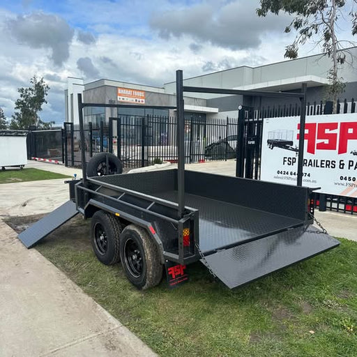 8x5 Box Trailer High Sides with Open Mower Box, Front & Rear Racks