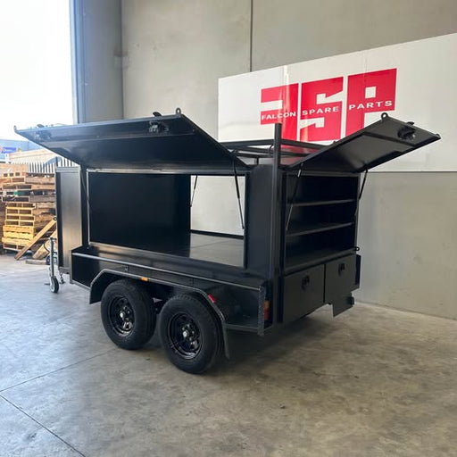 8x5 Tradesman Top Trailer Square One Pc design with Drawers, Shelves & Compressor Box