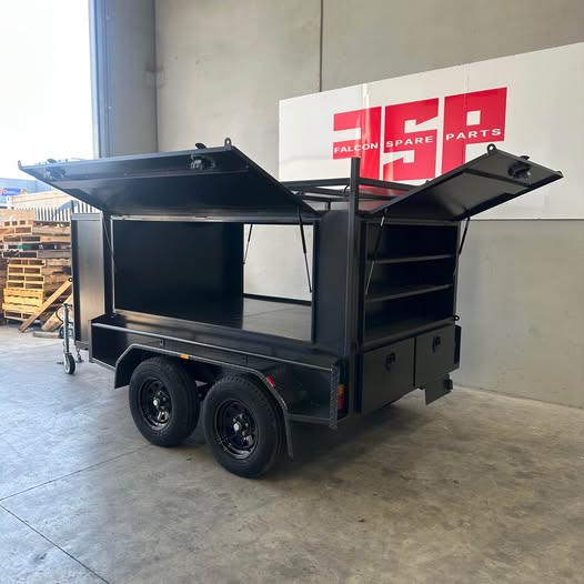 8x5 Tradesman Top Trailer Square One Pc design with Drawers, Shelves & Compressor Box