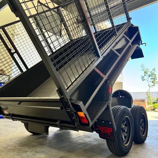 FSP 8x5 Tipper Tandem trailer with 900mm cage, Slide in ramps - FSP Trailers and Parts