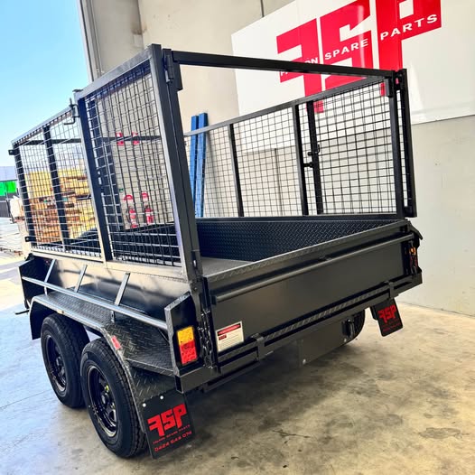 FSP 8x5 Tipper Tandem trailer with 900mm cage, Slide in ramps - FSP Trailers and Parts