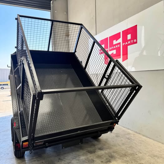 FSP 8x5 Tipper Tandem trailer with 900mm cage, Slide in ramps - FSP Trailers and Parts