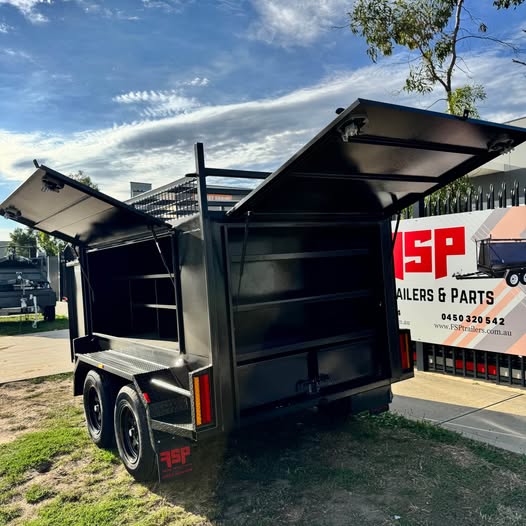 8'x5' Tradesman Trailer One Piece Square Sides, Drawers, Shelves, Back Door With Compressor Box - FSP Trailers and Parts