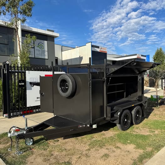 8'x5' Tradesman Trailer One Piece Square Sides, Drawers, Shelves, Back Door With Compressor Box - FSP Trailers and Parts