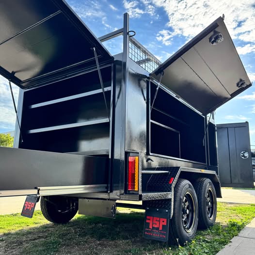 8'x5' Tradesman Trailer One Piece Square Sides, Drawers, Shelves, Back Door With Compressor Box - FSP Trailers and Parts