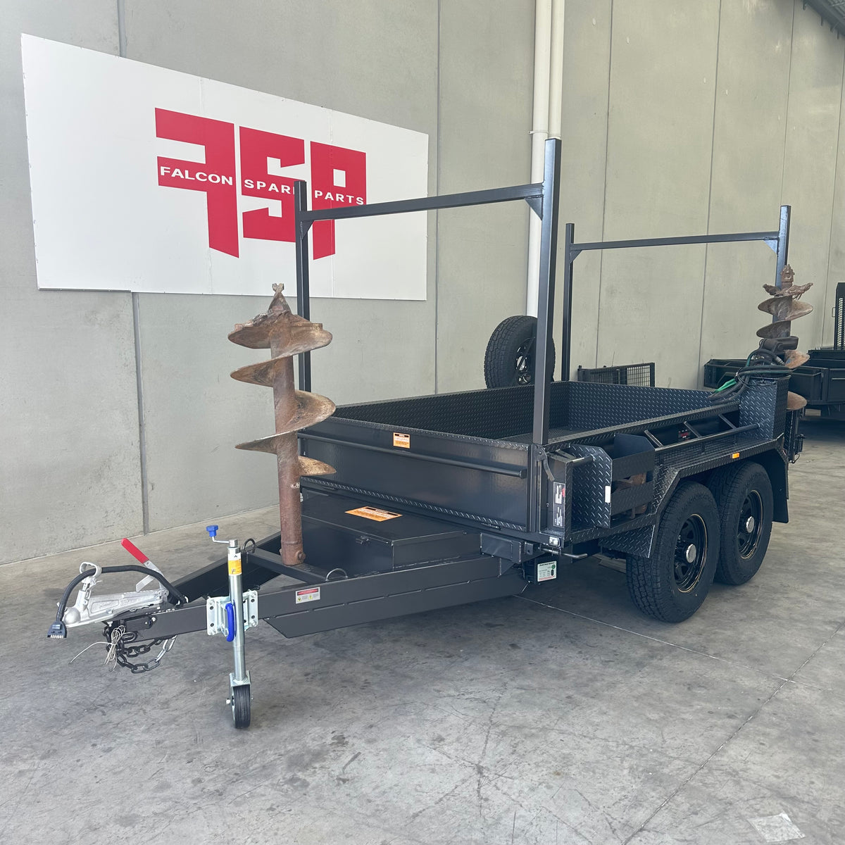 9x5 Tipper Trailer with Excavator Use Upgrades - (racks, augur & jerry