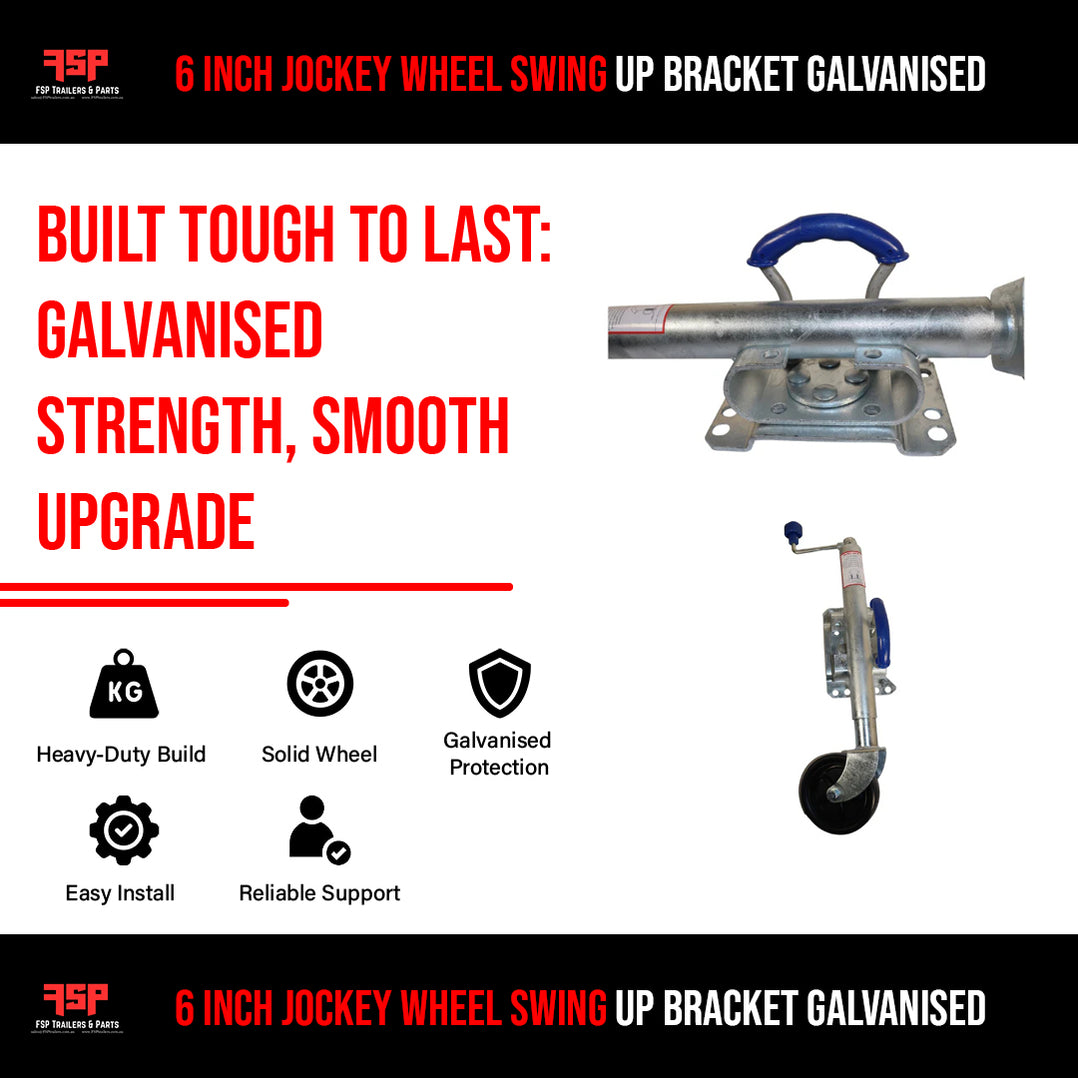 6 Inch Jockey Wheel Swing Up Bracket Galvanised — FSP Trailers and Parts