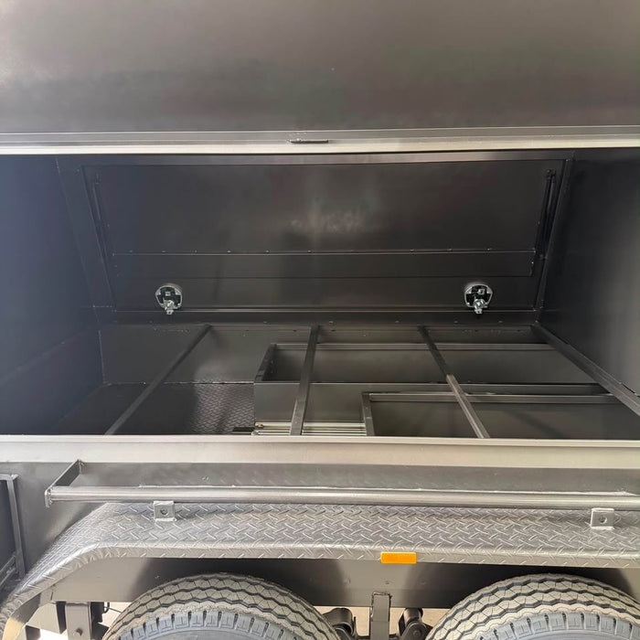 8x5 Tradesman Trailer One Piece Slant Sides, Drawers, Shelves, Back Door - FSP Trailers and Parts