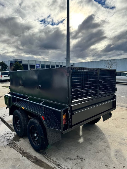 8x5 Tipper Tandem Trailer With 600mm Solid Removable Sides, Meshed Barn Doors Cage - FSP Trailers and Parts