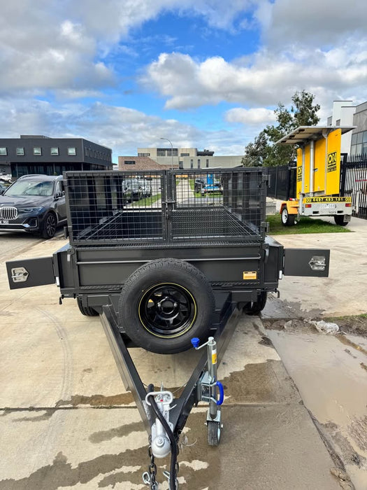 8x5 Tipper Tandem Trailer With 600mm Solid Removable Sides, Meshed Barn Doors Cage - FSP Trailers and Parts