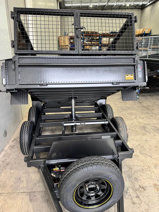 8x5 Tipper Tandem Trailer With 600mm Solid Removable Sides, Meshed Barn Doors Cage - FSP Trailers and Parts
