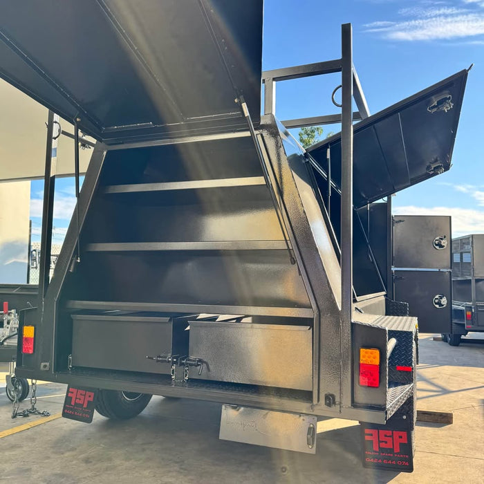 8x5 Tandem Tradesman Top Trailer with Compressor/Tool Box, Full-Length Drawers & Shelves - FSP Trailers and Parts