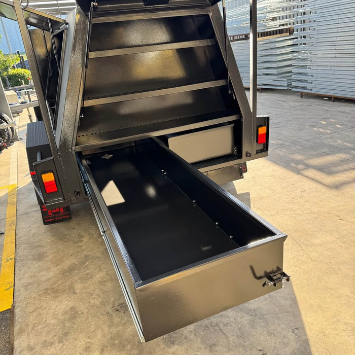 8x5 Tandem Tradesman Top Trailer with Compressor/Tool Box, Full-Length Drawers & Shelves - FSP Trailers and Parts