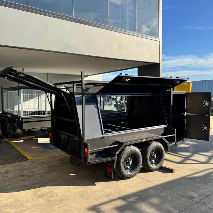 8x5 Tandem Tradesman Top Trailer with Compressor/Tool Box, Full-Length Drawers & Shelves - FSP Trailers and Parts